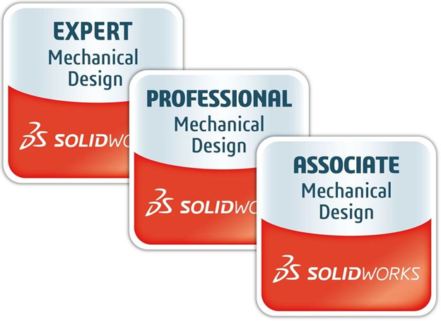 Official SOLIDWORKS certification badge examples