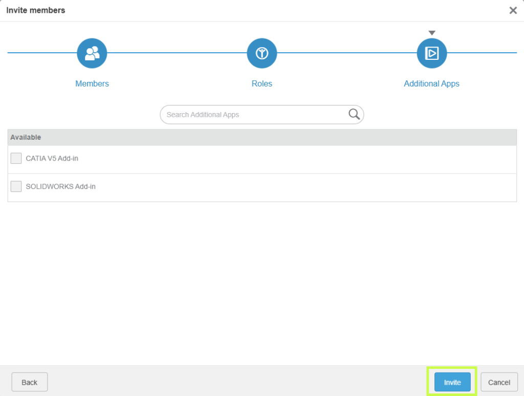 3DEXPERIENCE interface for user role management with options to assign and update permissions.