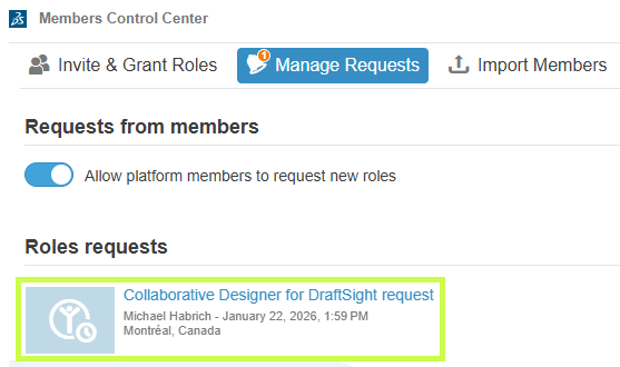 3DEXPERIENCE configuration screen showing selection and assignment of user roles based on permissions.