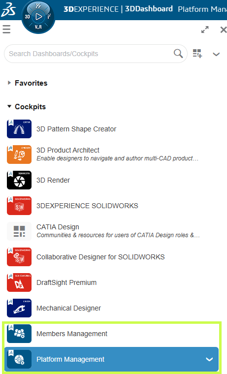 Screenshot showing how to manage user roles and permissions on the 3DEXPERIENCE platform.